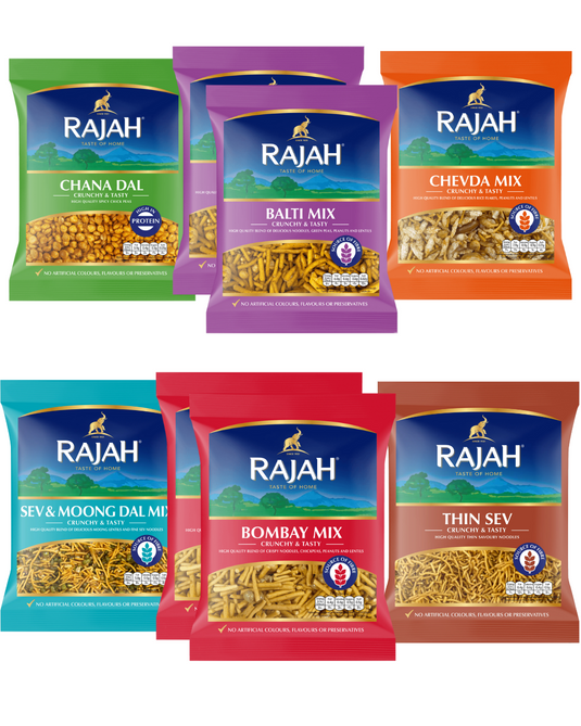 Rajah Snacks Multipack – All 6 Flavours in One! Pack of 8