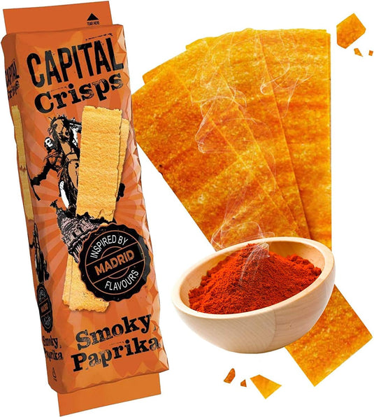 Capital Crisps Madrid Smoky Paprika Pack of 10 x 75g - Elongated Crisps. Multipack Crisps, Vegetarian Snacks, Healthy Snack
