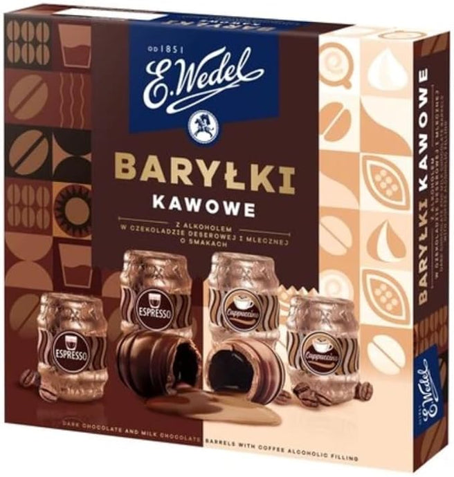 E.Wedel Chocolate Gift Happy Barrels Coffee in Dark Chocolate Alcoholic Filling