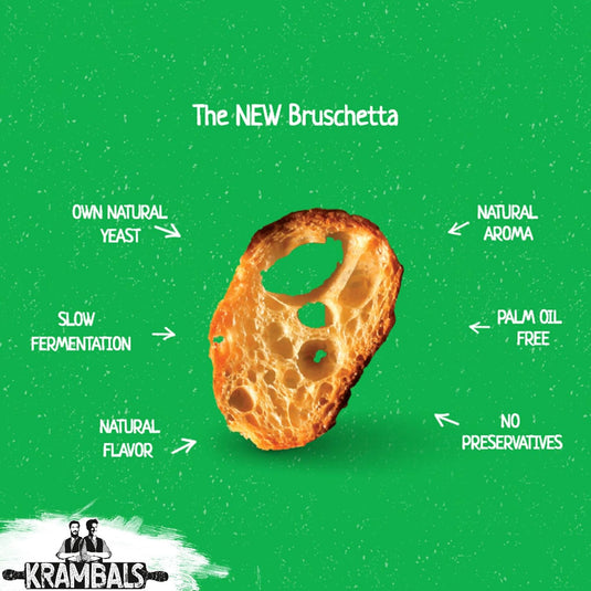 KRAMBALS Bruschetta Tomato & Mozzarella Crisps 70g - Baked Crisps Bruschetta Bread Snacks Palm Oil Free Cheese Snack Box