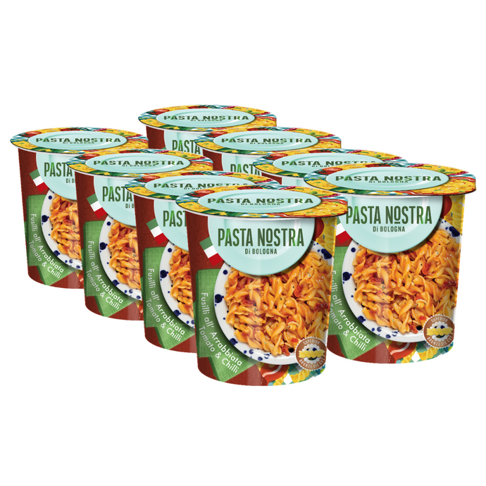 Pasta Nostra | Arrabbiata | Vegan | Instant fusilli pasta with a tomato and chilli sauce 70g x 8