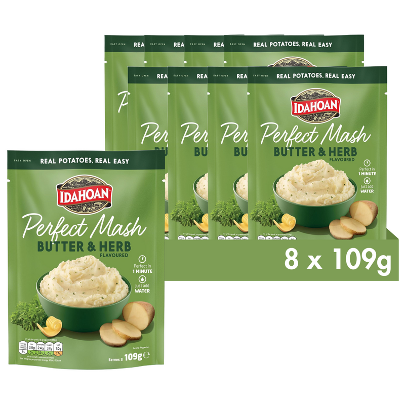 Load image into Gallery viewer, Idahoan Perfect Mash Potatoes Butter &amp; Herb 109g Pack of 8
