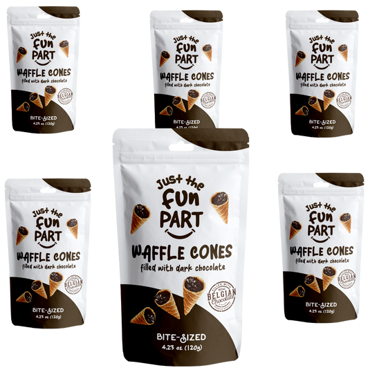 Just The Fun Part Dark Chocolate Waffle Cones with Premium Belgian Chocolate 120g - Chocolate Filled Bite Sized Crispy Mini Waffles