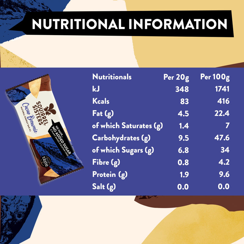 Load image into Gallery viewer, Squirrel Sisters Cacao Brownie Snack Bar – Vegan, High-Fiber, No Added Sugar
