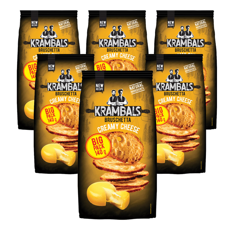 Load image into Gallery viewer, KRAMBALS Bruschetta Creamy Cheese Crisps 140g - Baked Crisps Bruschetta Bread Snacks Palm Oil Free Cheese Snack Box
