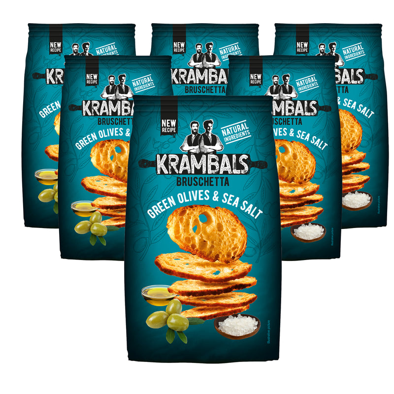 Load image into Gallery viewer, KRAMBALS Bruschetta Green Olives &amp; Sea Salt Crisps 70g - Baked Crisps Bruschetta Bread Snacks Palm Oil Free Cheese Snack Box
