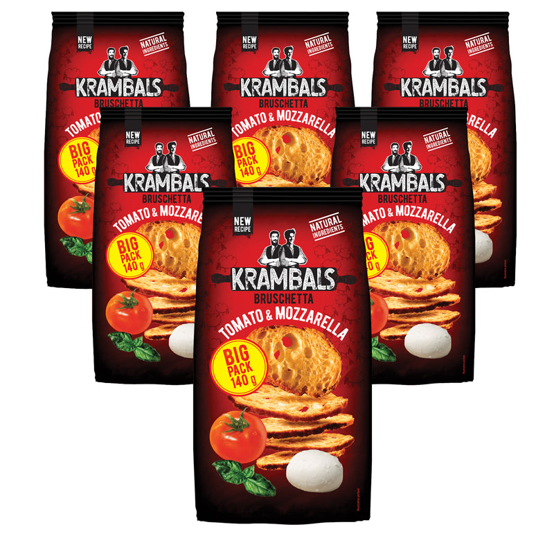 Load image into Gallery viewer, KRAMBALS Bruschetta Tomato &amp; Mozzarella Crisps 140g - Baked Crisps Bruschetta Bread Snacks Palm Oil Free Cheese Snack Box
