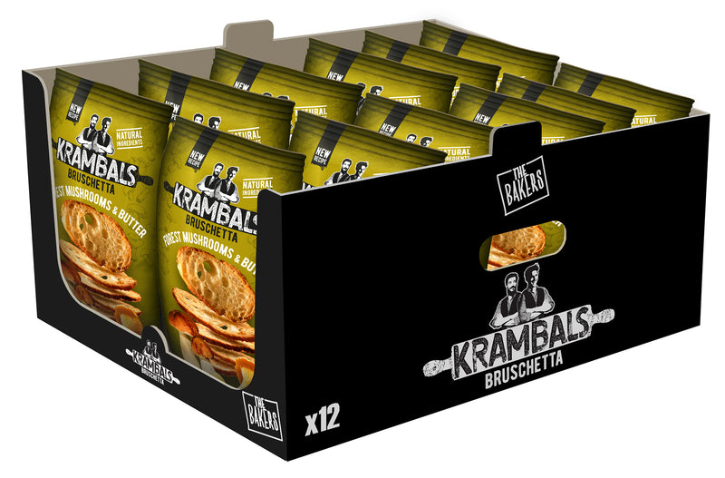 Load image into Gallery viewer, KRAMBALS Bruschetta Forest Mushrooms &amp; Butter Crisps 70g - Baked Crisps Bruschetta Bread Snacks Palm Oil Free Cheese Snack Box
