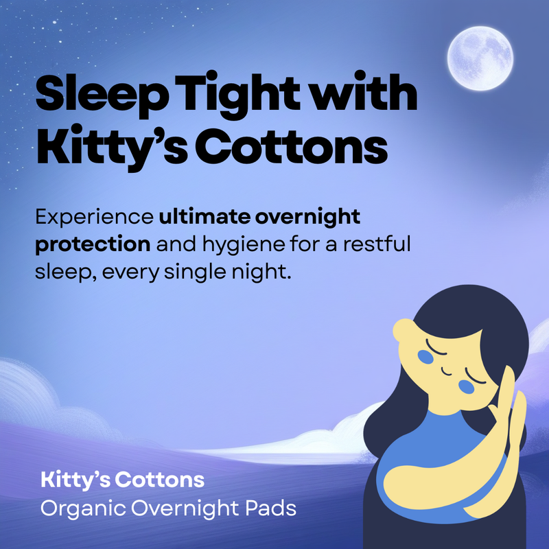 Load image into Gallery viewer, Kitty&#39;s Cottons Organic Overnight Sanitary Pads with 2 set of Wings Heavy Flow Pack of 10
