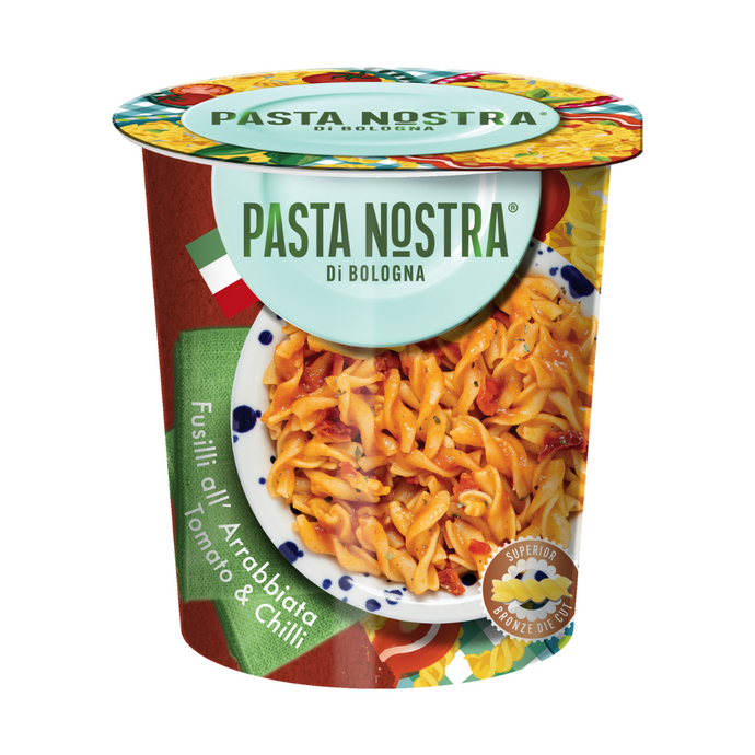 Pasta Nostra | Arrabbiata | Vegan | Instant fusilli pasta with a tomato and chilli sauce 70g