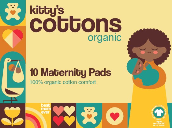 Load image into Gallery viewer, Kitty&#39;s Cotton Organic Maternity Sanitary Pads With Wings Pack of 10
