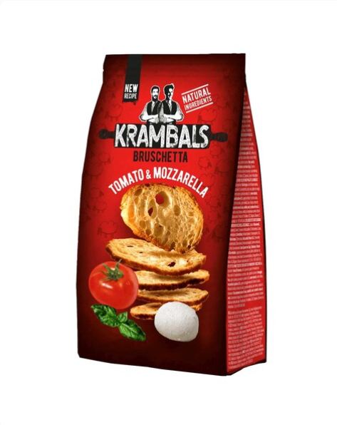 KRAMBALS Bruschetta Tomato & Mozzarella Crisps 70g - Baked Crisps Bruschetta Bread Snacks Palm Oil Free Cheese Snack Box