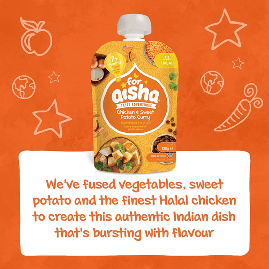 For Aisha Halal Baby Food Chicken & Sweet Potato Curry Pouch 130g